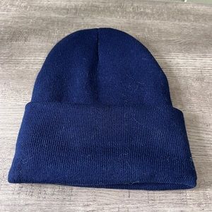 Navy blue knit style beanie hat